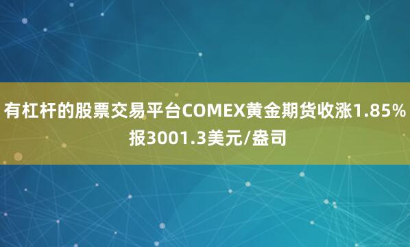 有杠杆的股票交易平台COMEX黄金期货收涨1.85% 报3001.3美元/盎司